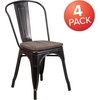 image:imageFlash Furniture Perry Metal Stackable Chair with Wood Seat 1 Pack BlackBlackantique Gold