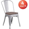 image:imageFlash Furniture Perry Metal Stackable Chair with Wood Seat 1 Pack BlackSilver