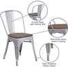 image:imageFlash Furniture Perry Metal Stackable Chair with Wood Seat 1 Pack BlackSilver
