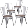 image:imageFlash Furniture Perry Metal Stackable Chair with Wood Seat 1 Pack BlackSilver