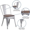 image:imageFlash Furniture Perry Metal Stackable Chair with Wood Seat 1 Pack BlackSilver