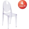 image:imageFlash Furniture Phantom Series Transparent IndoorOutdoor Stacking Side Chair with Floor Protector Rubber GlidesSet of 4