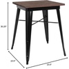 image:imageFlash Furniture Prince 235 Square Black Metal Indoor Table with Walnut Rustic Wood Top