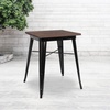 image:imageFlash Furniture Prince 235 Square Black Metal Indoor Table with Walnut Rustic Wood Top