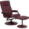 image:imageFlash Furniture Rachel Contemporary MultiPosition LeatherSoft Recliner Chair with Ottoman 360Degree Swivel Recliner Chair and Ottoman Set BlackBurgundy