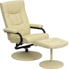 image:imageFlash Furniture Rachel Contemporary MultiPosition LeatherSoft Recliner Chair with Ottoman 360Degree Swivel Recliner Chair and Ottoman Set BlackCream