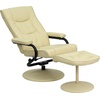 image:imageFlash Furniture Rachel Contemporary MultiPosition LeatherSoft Recliner Chair with Ottoman 360Degree Swivel Recliner Chair and Ottoman Set BlackCream