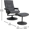 image:imageFlash Furniture Rachel Contemporary MultiPosition LeatherSoft Recliner Chair with Ottoman 360Degree Swivel Recliner Chair and Ottoman Set BlackGrey