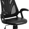 image:imageFlash Furniture Sam MidBack Designer Black Mesh Swivel Task Office Chair with LeatherSoft Seat and Open ArmsBlack LeathersoftMesh