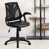 image:imageFlash Furniture Sam MidBack Designer Black Mesh Swivel Task Office Chair with LeatherSoft Seat and Open ArmsBlack LeathersoftMesh