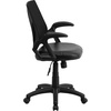 image:imageFlash Furniture Sam MidBack Designer Black Mesh Swivel Task Office Chair with LeatherSoft Seat and Open ArmsBlack LeathersoftMesh