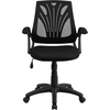 image:imageFlash Furniture Sam MidBack Designer Black Mesh Swivel Task Office Chair with LeatherSoft Seat and Open ArmsBlack Mesh