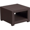 image:imageFlash Furniture Seneca IndoorOutdoor Chocolate Brown Faux Rattan Coffee Table with Open StorageChocolate Brown