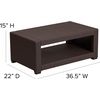 image:imageFlash Furniture Seneca IndoorOutdoor Chocolate Brown Faux Rattan Coffee Table with Open StorageChocolate Brown