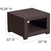 image:imageFlash Furniture Seneca IndoorOutdoor Chocolate Brown Faux Rattan Coffee Table with Open StorageChocolate Brown