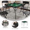 image:imageFlash Furniture Silas 345 Square Folding Card Table with Gray Felt Playing Surface and Cup Holders Portable Folding Game Table for 4 Players WhiteGrayBlack TopGreen Felt Surface