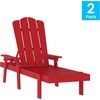 image:imageFlash Furniture Sonora Adjustable Adirondack Lounger with Cup Holder Commercial Grade AllWeatherWeather IndoorOutdoor Recycled HDPE Lounge Chair RedRed