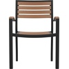 image:imageFlash Furniture Stackable Aluminum Patio Chair  AllWeather Black Framed Side Chair with Faux Teak Slats  Commercial Grade  Set of 2Black