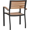 image:imageFlash Furniture Stackable Aluminum Patio Chair  AllWeather Black Framed Side Chair with Faux Teak Slats  Commercial Grade  Set of 2Black