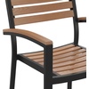 image:imageFlash Furniture Stackable Aluminum Patio Chair  AllWeather Black Framed Side Chair with Faux Teak Slats  Commercial Grade  Set of 2Black