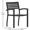 image:imageFlash Furniture Stackable Aluminum Patio Chair  AllWeather Black Framed Side Chair with Faux Teak Slats  Commercial Grade  Set of 2Grey