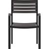 image:imageFlash Furniture Stackable Aluminum Patio Chair  AllWeather Black Framed Side Chair with Faux Teak Slats  Commercial Grade  Set of 2Grey