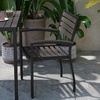 image:imageFlash Furniture Stackable Aluminum Patio Chair  AllWeather Black Framed Side Chair with Faux Teak Slats  Commercial Grade  Set of 2Grey