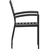image:imageFlash Furniture Stackable Aluminum Patio Chair  AllWeather Black Framed Side Chair with Faux Teak Slats  Commercial Grade  Set of 2Grey