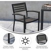 image:imageFlash Furniture Stackable Aluminum Patio Chair  AllWeather Black Framed Side Chair with Faux Teak Slats  Commercial Grade  Set of 2Grey