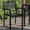 image:imageFlash Furniture Stackable Aluminum Patio Chair  AllWeather Black Framed Side Chair with Faux Teak Slats  Commercial Grade  Set of 2Grey