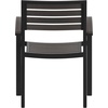 image:imageFlash Furniture Stackable Aluminum Patio Chair  AllWeather Black Framed Side Chair with Faux Teak Slats  Commercial Grade  Set of 2Grey