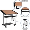 image:imageFlash Furniture Swanson Adjustable Drawing and Drafting Table with Black Frame and Dual Wheel Casters Cherry