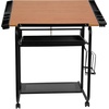 image:imageFlash Furniture Swanson Adjustable Drawing and Drafting Table with Black Frame and Dual Wheel Casters Cherry