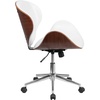 image:imageFlash Furniture Tana MidBack Mahogany Wood Conference Office Chair in White LeatherSoftWhite LeathersoftWalnut Frame