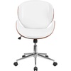 image:imageFlash Furniture Tana MidBack Mahogany Wood Conference Office Chair in White LeatherSoftWhite LeathersoftWalnut Frame