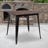 image:imageFlash Furniture Toby 315 Square Black Metal Indoor Table with Walnut Rustic Wood TopBlack