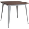 image:imageFlash Furniture Toby 315 Square Black Metal Indoor Table with Walnut Rustic Wood TopSilver