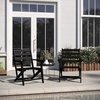 image:imageFlash Furniture Tolleson Adirondack Dining Chair with Cup Holder Commercial Weather Resistant Recycled HDPE Adirondack Chair Fold Out Cupholder GrayBlack
