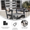 image:imageFlash Furniture Tolleson Adirondack Dining Chair with Cup Holder Commercial Weather Resistant Recycled HDPE Adirondack Chair Fold Out Cupholder GrayGrey