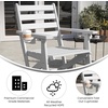 image:imageFlash Furniture Tolleson Adirondack Dining Chair with Cup Holder Commercial Weather Resistant Recycled HDPE Adirondack Chair Fold Out Cupholder GrayWhite