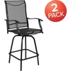 image:imageFlash Furniture Valerie Patio Bar Height Stools Set of 2 AllWeather Textilene Swivel Patio Stools with High Back amp Armrests in RedBlack