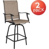 image:imageFlash Furniture Valerie Patio Bar Height Stools Set of 2 AllWeather Textilene Swivel Patio Stools with High Back amp Armrests in RedBrown
