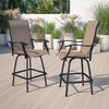 image:imageFlash Furniture Valerie Patio Bar Height Stools Set of 2 AllWeather Textilene Swivel Patio Stools with High Back amp Armrests in RedBrown