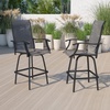 image:imageFlash Furniture Valerie Patio Bar Height Stools Set of 2 AllWeather Textilene Swivel Patio Stools with High Back amp Armrests in RedGrey