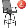 image:imageFlash Furniture Valerie Patio Bar Height Stools Set of 2 AllWeather Textilene Swivel Patio Stools with High Back amp Armrests in RedGrey