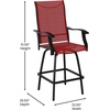 image:imageFlash Furniture Valerie Patio Bar Height Stools Set of 2 AllWeather Textilene Swivel Patio Stools with High Back amp Armrests in RedRed