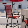 image:imageFlash Furniture Valerie Patio Bar Height Stools Set of 2 AllWeather Textilene Swivel Patio Stools with High Back amp Armrests in RedRed