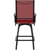 image:imageFlash Furniture Valerie Patio Bar Height Stools Set of 2 AllWeather Textilene Swivel Patio Stools with High Back amp Armrests in RedRed