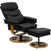 image:imageFlash Furniture Whitney Contemporary MultiPosition Recliner and Ottoman with Wood Base in Black LeatherSoft