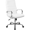 image:imageFlash Furniture Whitney High Back Desk Chair  White LeatherSoft Executive Swivel Office Chair with Chrome Frame amp Alan Low Back Designer Armless White Ribbed Swivel Task Office Chair